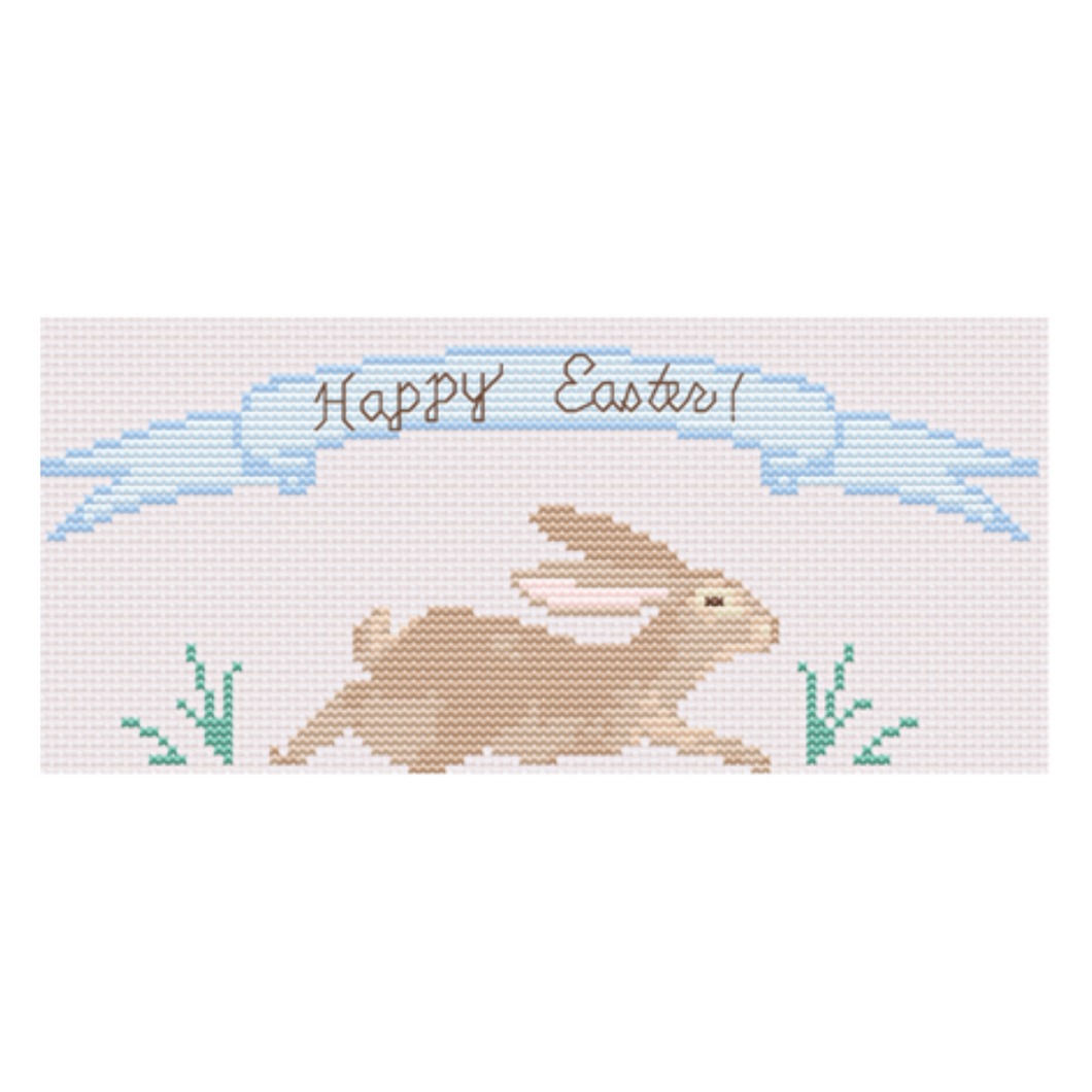 Happy Easter Banner & Bunny - Cross Stitch Pattern